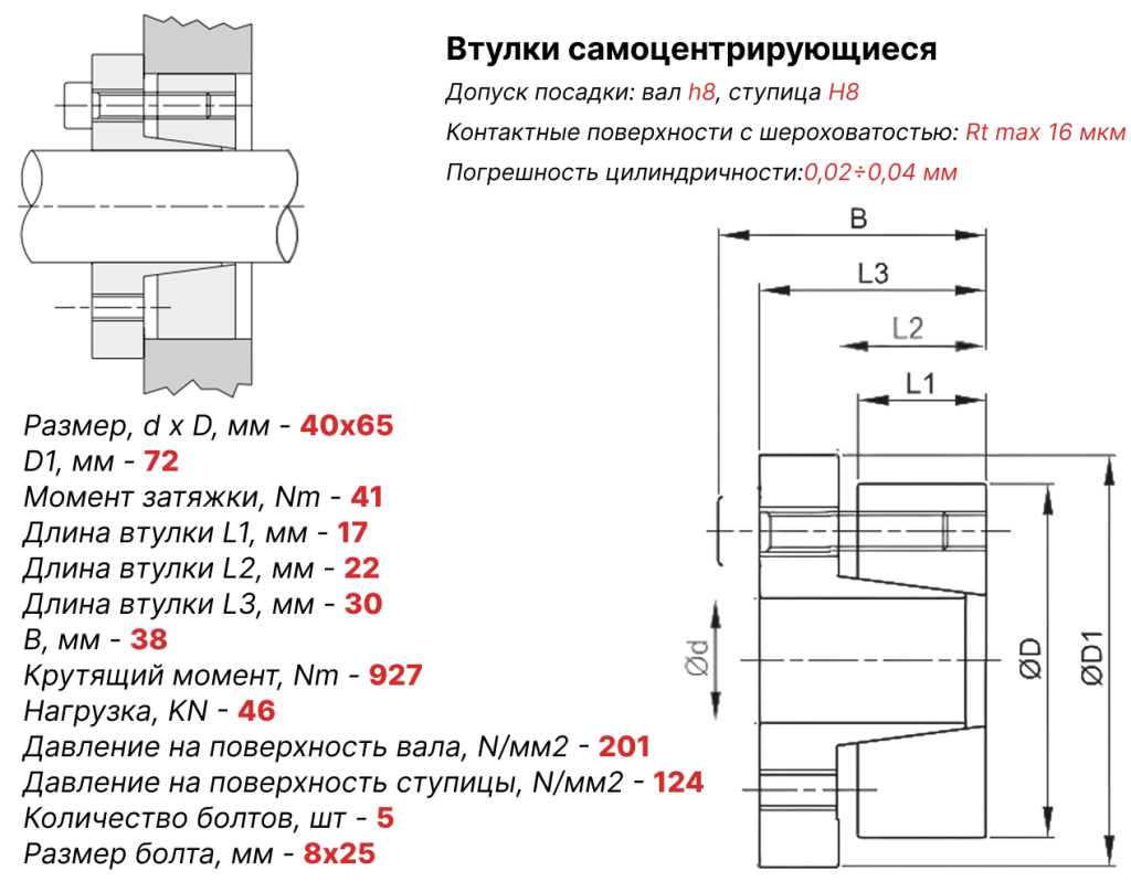Чертеж втулка зажимная ВК15 40х65 Чертеж втулка зажимная ВК15 40х65